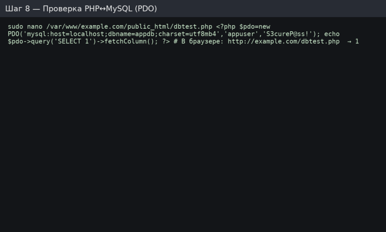 Перевірка зв’язку PHP